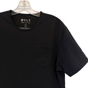 BYLT Men's Black Drop Cut LUX Short Sleeve‎ Pocket T-Shirt Medium Basic Stretch